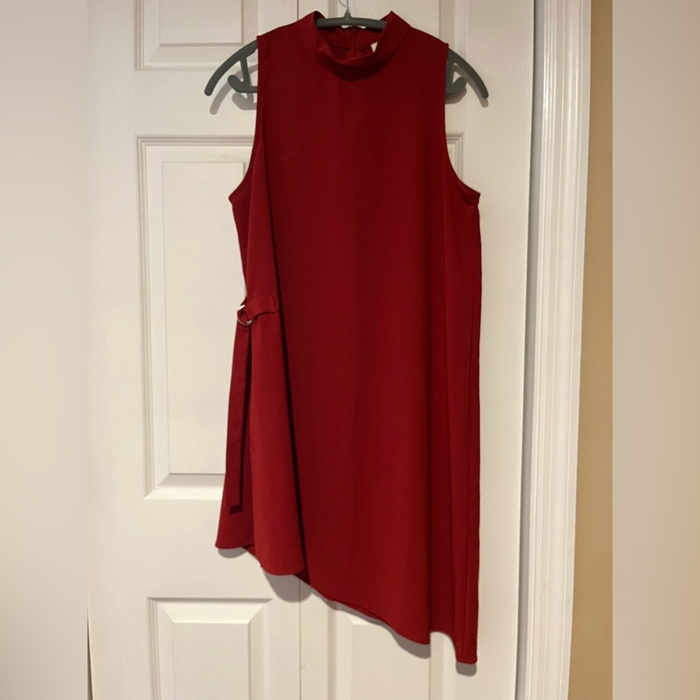 Asymmetrical Sleeveless Red Minidress Size Large